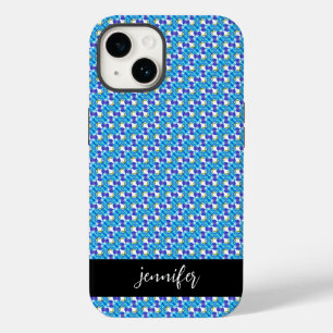 Coque Case-Mate iPhone Nom personnalisable motif orchidées bleues