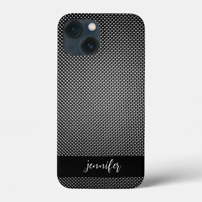 Coques Case-Mate iPhone Nom personnalisable texture de grille Abstraite (Verso)