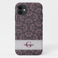 Nom personnalisé 1920s Dusky Rose Floral Fronds Ma