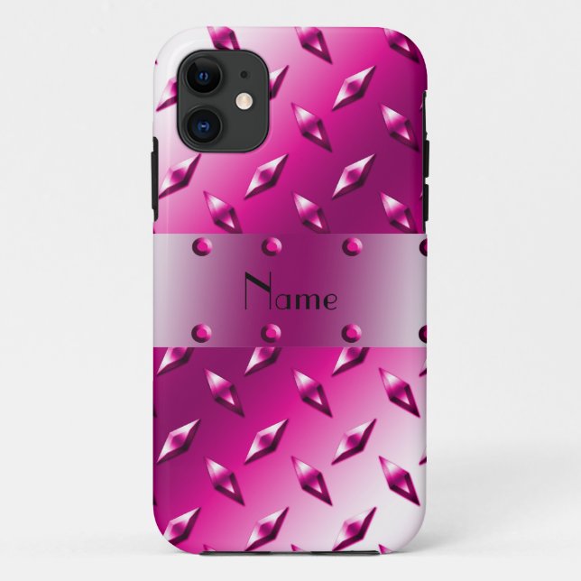 Coques Case-Mate iPhone Nom personnalisé acier diamant rose (Dos)