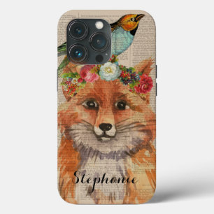Case-Mate iPhone Case Nom personnalisé Amis floraux de Fox à l'aquarelle