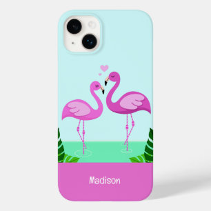 Coque Case-Mate iPhone Nom personnalisé Amour Flamant rose