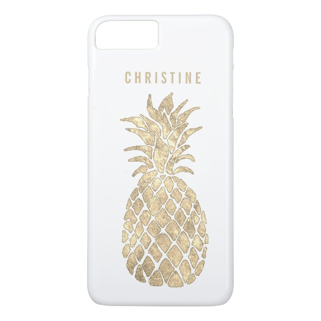 Coques Case-Mate iPhone nom personnalisé ananas à effet métallique (Dos)