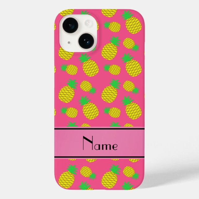 Coques Case-Mate iPhone Nom personnalisé ananas rose jaune (Verso)
