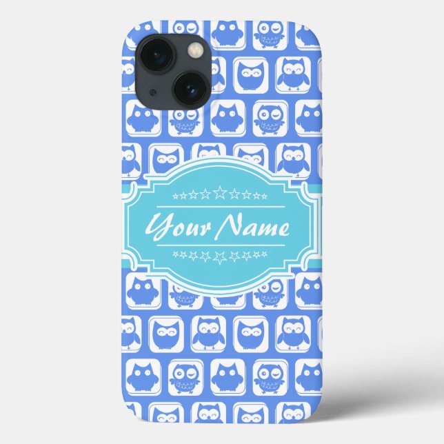 Coques Case-Mate iPhone Nom personnalisé Aqua and Blue Owl (Verso)