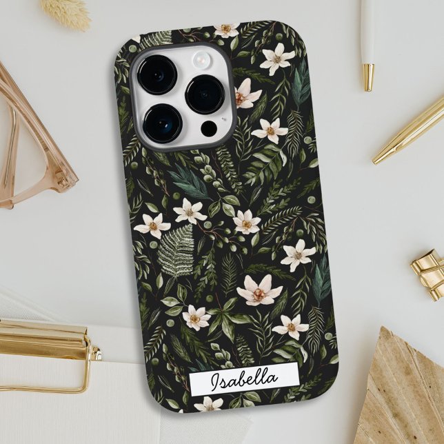 Coques Case-Mate iPhone Nom personnalisé aquarelle florale  (In situ)