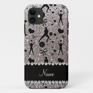 Coques Pour iPhone Nom personnalisé argent parties scintillant volley