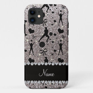 Coques Pour iPhone Nom personnalisé argent parties scintillant volley