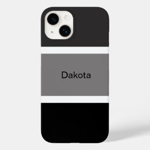 Coque Case-Mate iPhone Nom personnalisé avec rayure moderne grise noire e
