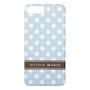 Coque Case-Mate iPhone Nom personnalisé Baby Blue Pois Motif
