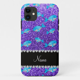 Coque iPhone 11 Nom personnalisé baleines à parties scintillant vi