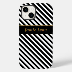 Coque Case-Mate iPhone Nom personnalisé Bandes noires/blanches