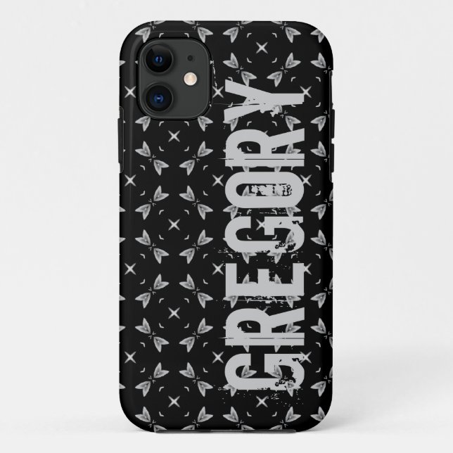 Coques Case-Mate iPhone Nom Personnalisé Black Silver Geometry For Him G61 (Dos)