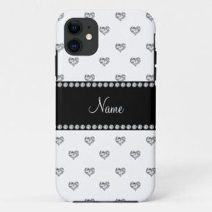 Case-Mate iPhone Case Nom personnalisé blanc carreau de coeur noir bande