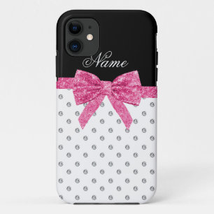 Case-Mate iPhone Case Nom personnalisé blanc diamants rose parties scint