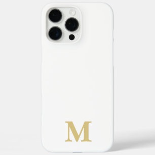Coque iPhone 16 Pro Max nom personnalisé blanc & or initial