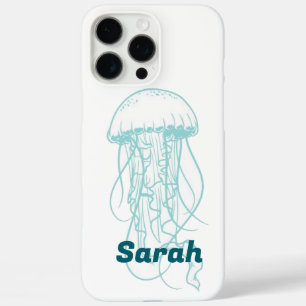 Coque iPhone 16 Pro Max Nom personnalisé Blue Jellyfish iPhone 16 Pro Max