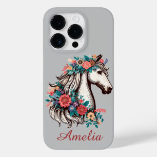 Coque Case-Mate iPhone Nom personnalisé Boho Horse avec Fleurs