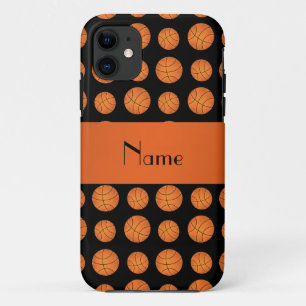 Coque iPhone 11 Nom personnalisé boules de basket noires