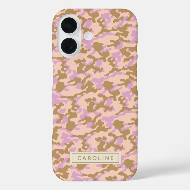 Coques Case-Mate iPhone Nom personnalisé Camouflage rose Brown Camo Chic (Verso)