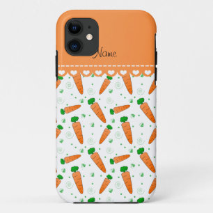 Coque Case-Mate iPhone Nom personnalisé carottes orange blanche