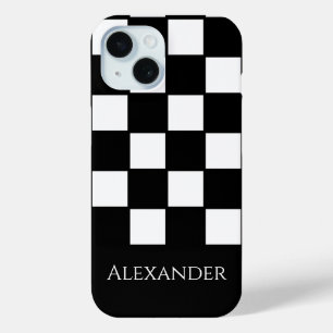 Coque Case-Mate iPhone Nom personnalisé Chèque noir et blanc