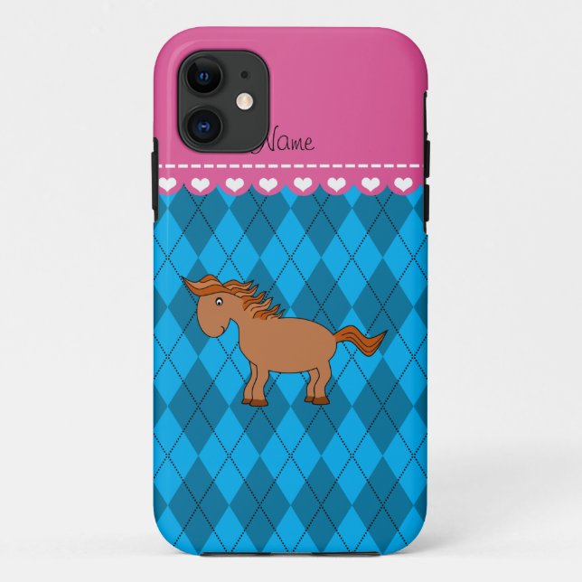 Coques Case-Mate iPhone Nom personnalisé cheval ciel bleu Jacquard (Dos)