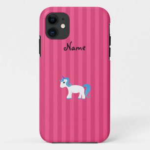 Case-Mate iPhone Case Nom personnalisé cheveux bleu licorne rose rayure