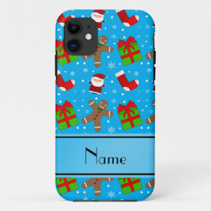 Coque iPhone 11 Nom personnalisé ciel bleu santas pain d'épice