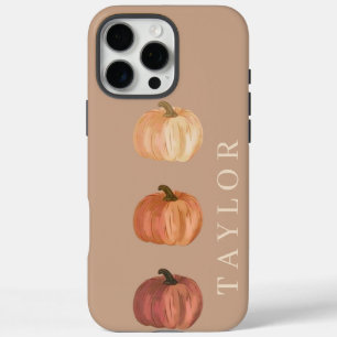 Coque iPhone 16 Pro Max Nom personnalisé Citrouille d'automne mou minimal