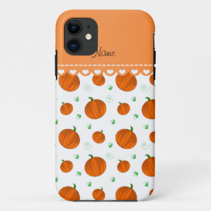Coques Pour iPhone Nom personnalisé citrouilles orange blanc