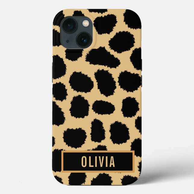 Coques Case-Mate iPhone Nom personnalisé classique Cheetah Poster de anima (Verso)
