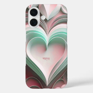 Coque Pour iPhone 16 Nom personnalisé Coeurs de papier texte personnali
