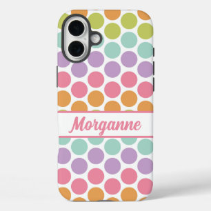 Coque Pour iPhone 16 Plus Nom personnalisé Colorant Pastel Dot Motif