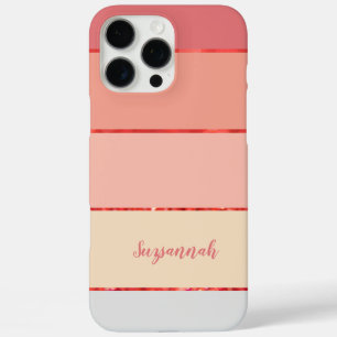 Coque iPhone 16 Pro Max Nom personnalisé Coral Bande de couleur Palette