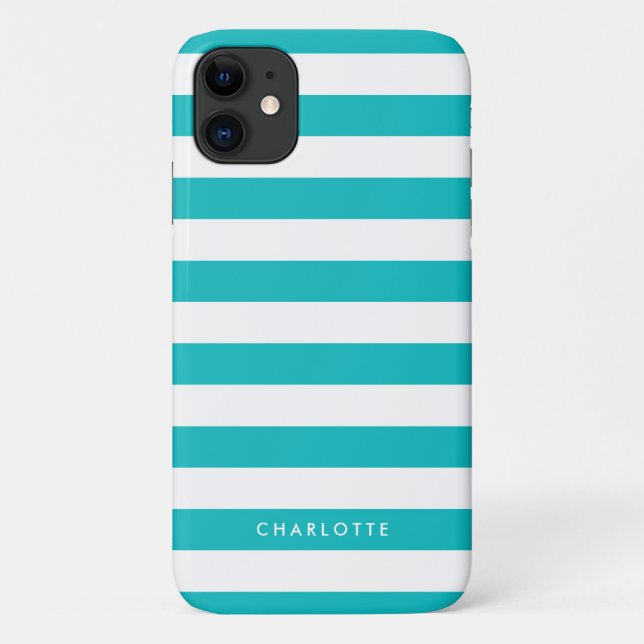 Coques Case-Mate iPhone Nom personnalisé Couleur modifiable et bandes blan (Dos)