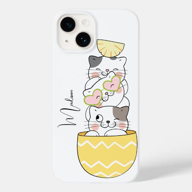 Coques Case-Mate iPhone Nom personnalisé Cute Kittens (Verso)