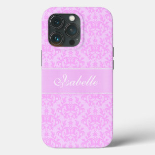 Coque Case-Mate iPhone Nom personnalisé damask lilac rose