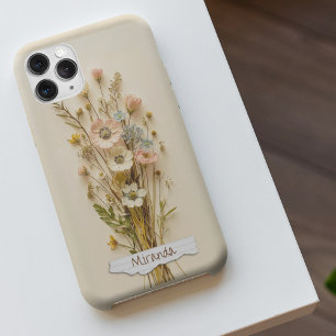 Coque Pour iPhone 16 Nom personnalisé de Fleurs sauvages habillés avec