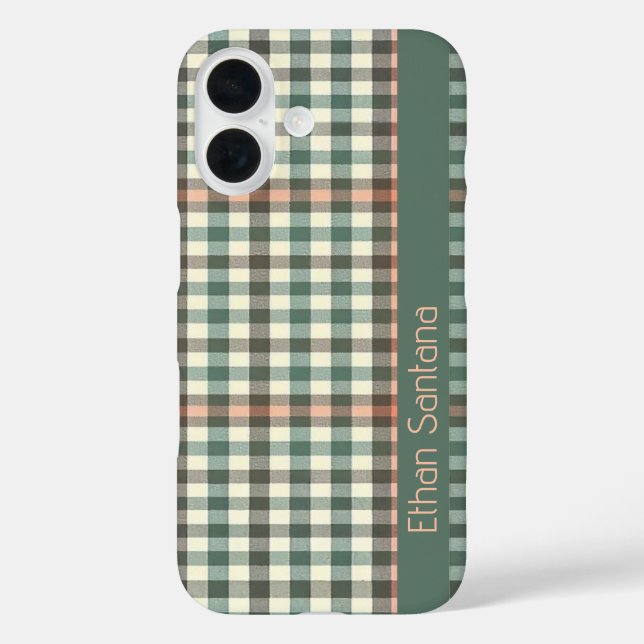 Coques Case-Mate iPhone Nom personnalisé de la carte verte et crème (Verso)