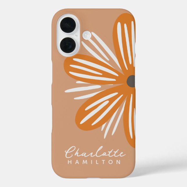 Coques Case-Mate iPhone Nom personnalisé de la fleur orange (Verso)