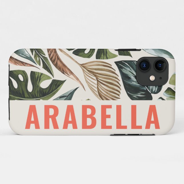 Coques Case-Mate iPhone Nom personnalisé de la plante tropicale (Dos (Horizontal))