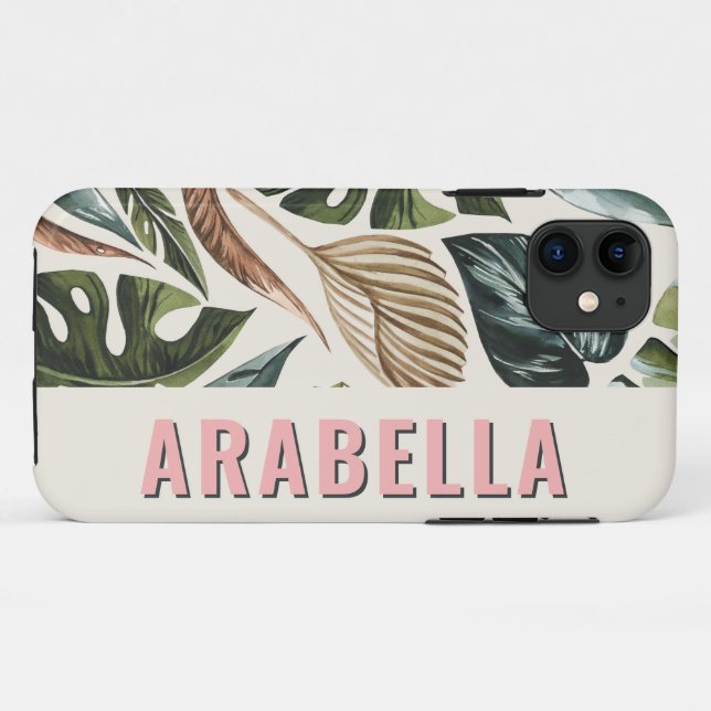Coques Case-Mate iPhone Nom personnalisé de la plante tropicale (Dos (Horizontal))