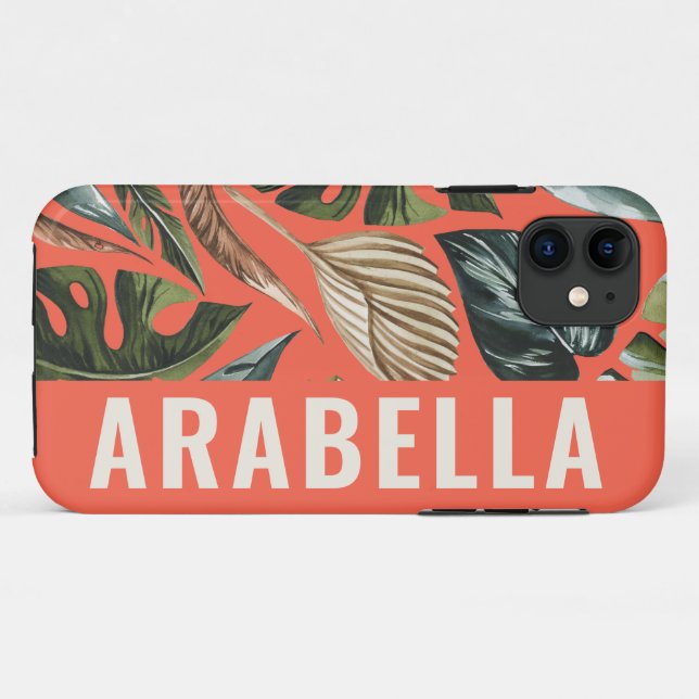 Coques Case-Mate iPhone Nom personnalisé de la plante tropicale (Dos (Horizontal))