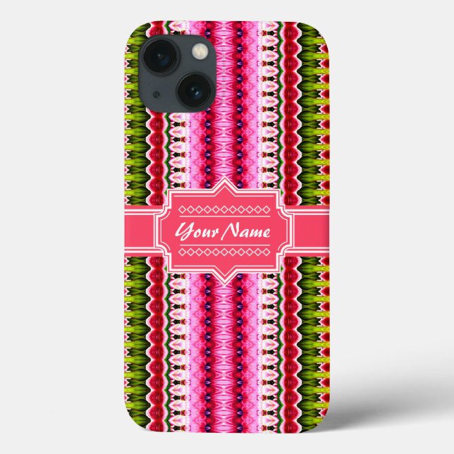 Coques Case-Mate iPhone Nom personnalisé de la tribu aztèque rose Ikat (Verso)
