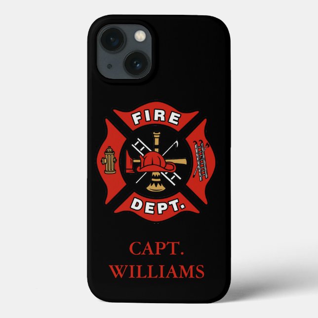 Coques Case-Mate iPhone Nom personnalisé de pompier du service d'incendie (Verso)