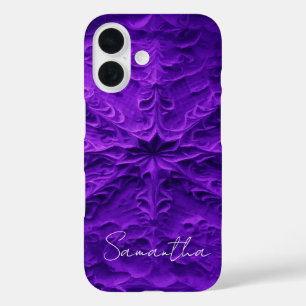 Coque Pour iPhone 16 Nom personnalisé de violet texturé