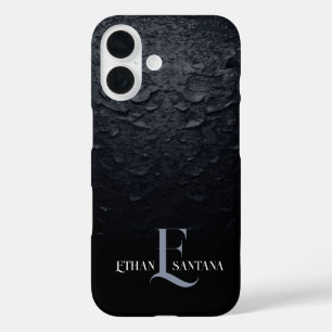 Coque Pour iPhone 16 Nom personnalisé Dégradé noir