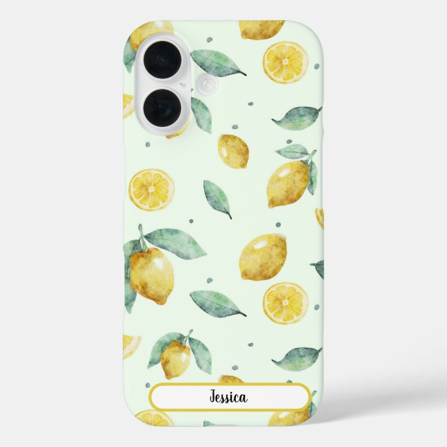 Coques Case-Mate iPhone Nom personnalisé des citrons aquarelle (Verso)