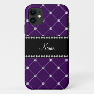 Coques Pour iPhone Nom personnalisé Diamants pourpres